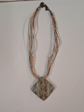 Multistrand Gold & Silver Pendant Necklace